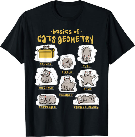Funny Cat Shirt Basics Cat Geometry Math Teacher Cat Owner T-Shirt