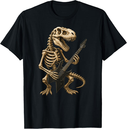 Dinosaur Trex Skeleton Electric Guitar Halloween Boys Girls T-Shirt