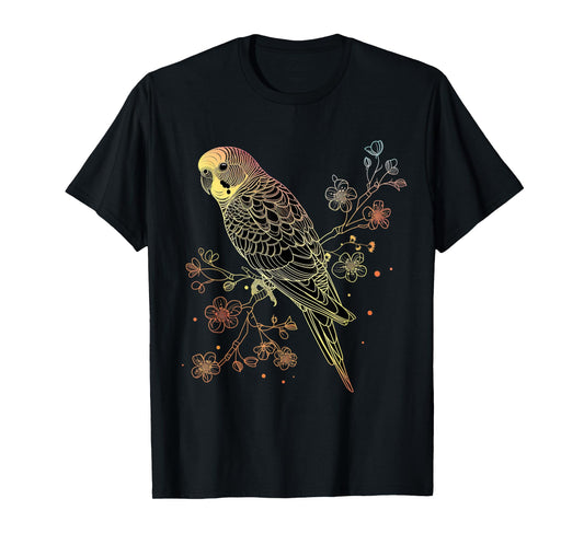 Budgie Parakeet Bird Mom Budgerigar Parrot Vintage Flower T-Shirt