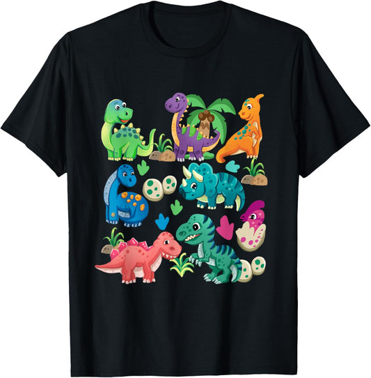 Types Of Dinosaurs Cute Dino Identification Girl Boy T-Shirt