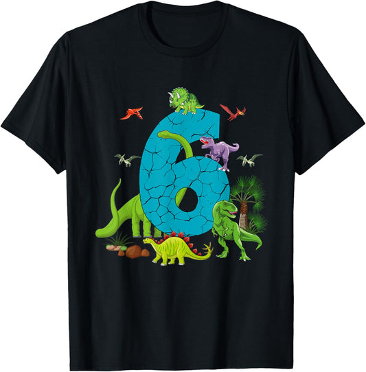 6 Year Old Dinosaur Birthday 6th T Rex Dino Six Saurus T-Shirt