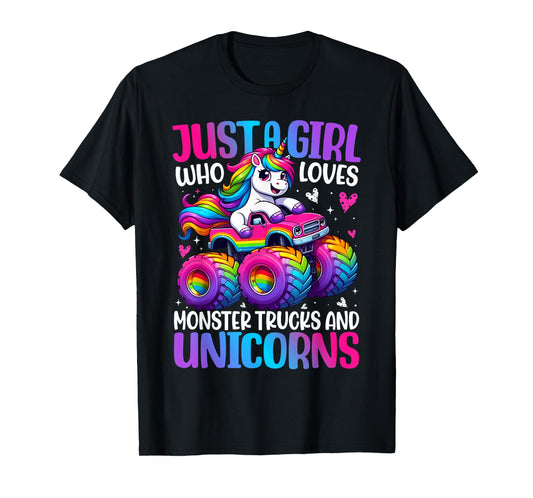 Just a Girl Who Loves Monster Trucks And Unicorns Toddler T-Shirt