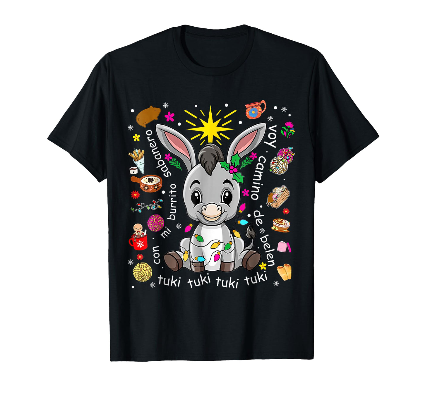 Mi Burrito Sabanero Mexican Christmas Donkey Spanish Xmas T-Shirt