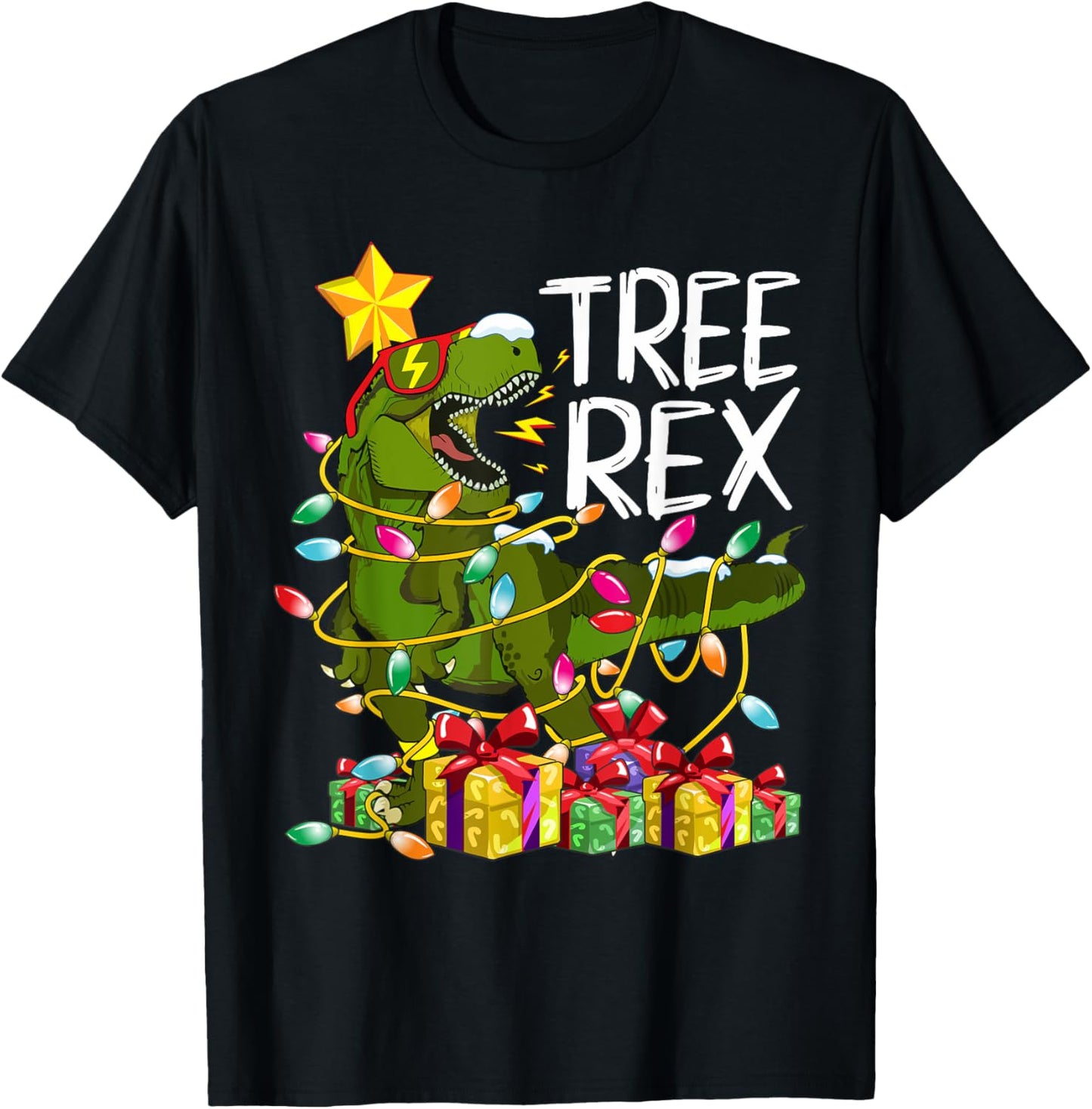 Dinosaur Christmas Tree Pajama Rex Reptile Boys Girls Dino T-Shirt