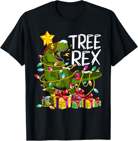 Dinosaur Christmas Tree Pajama Rex Reptile Boys Girls Dino T-Shirt