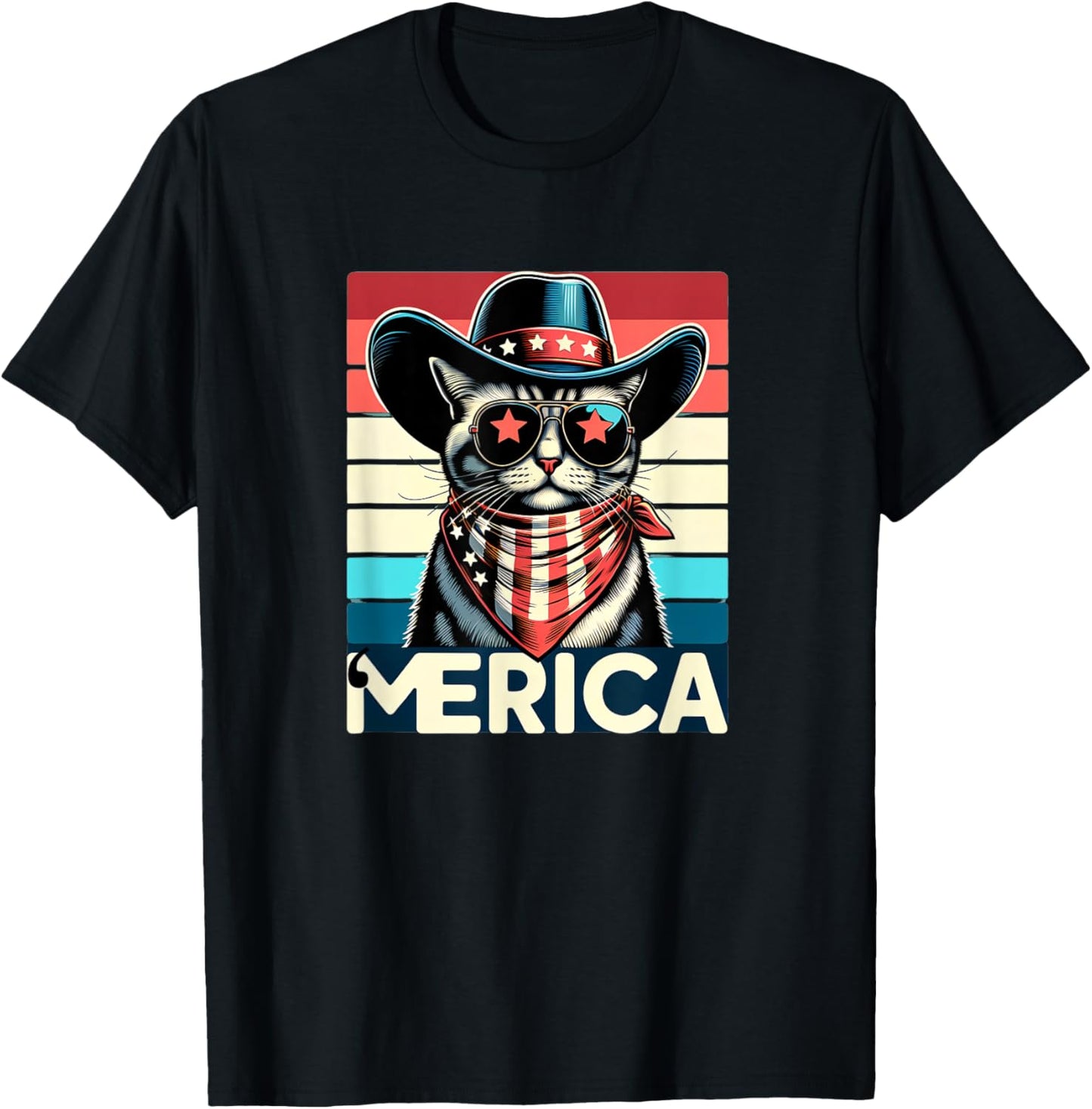 Patriotic Cat: USA 'Merica 4th of July Fun 09S3GH T-Shirt