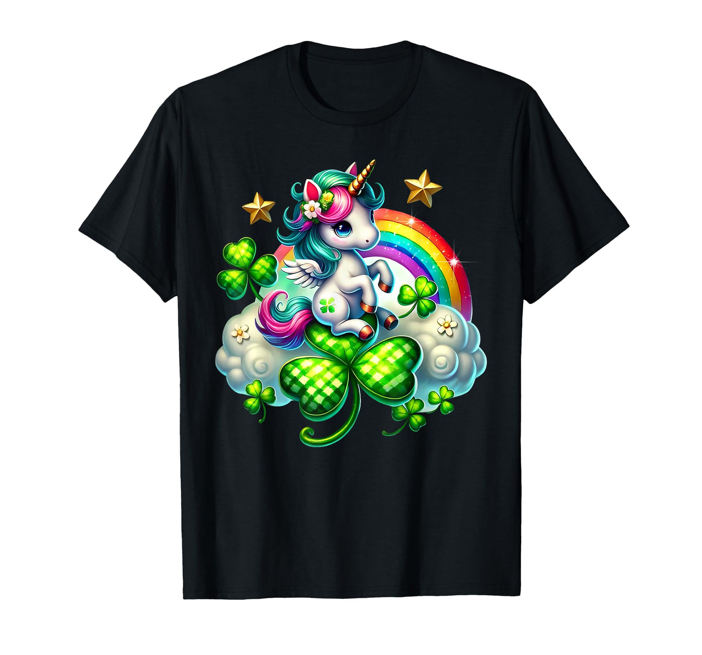Cute Unicorn Shamrock St Patricks Day Girls Kids Lepricorn T-Shirt