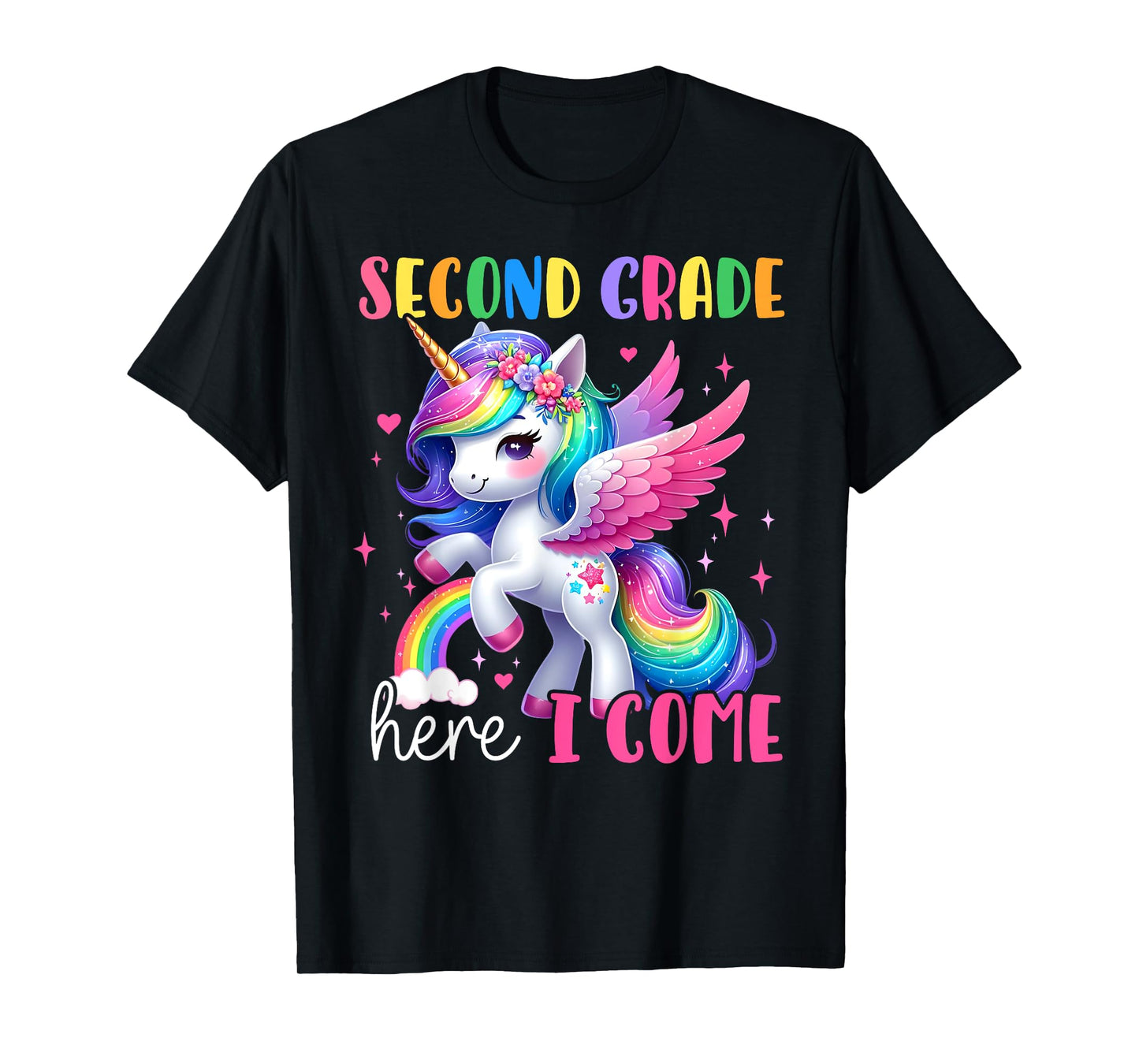 Second Grade Here I Come Unicorn Girls Kids Back To School T-Shirt