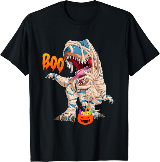 BOO Halloween Ghost Skeleton Dinosaur T-Rex T-Shirt