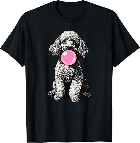 Vintage Poodle Blowing Bubble Dog Dad Mom Owner T-Shirt
