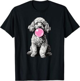 Vintage Poodle Blowing Bubble Dog Dad Mom Owner T-Shirt for Men Women