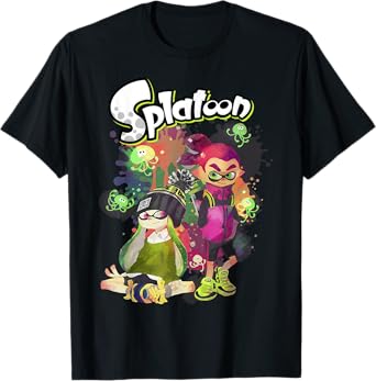 Splatoon Inkling Duo Paint Splatter Poster T-Shirt