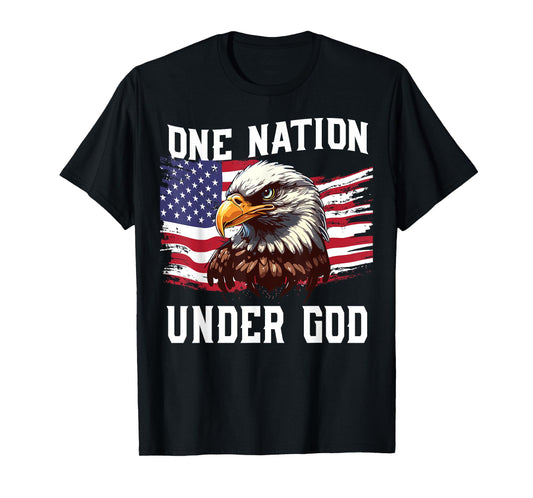 Men's One Nation Under God Bald Eagle Patriotic 4th July USA T-Shirt