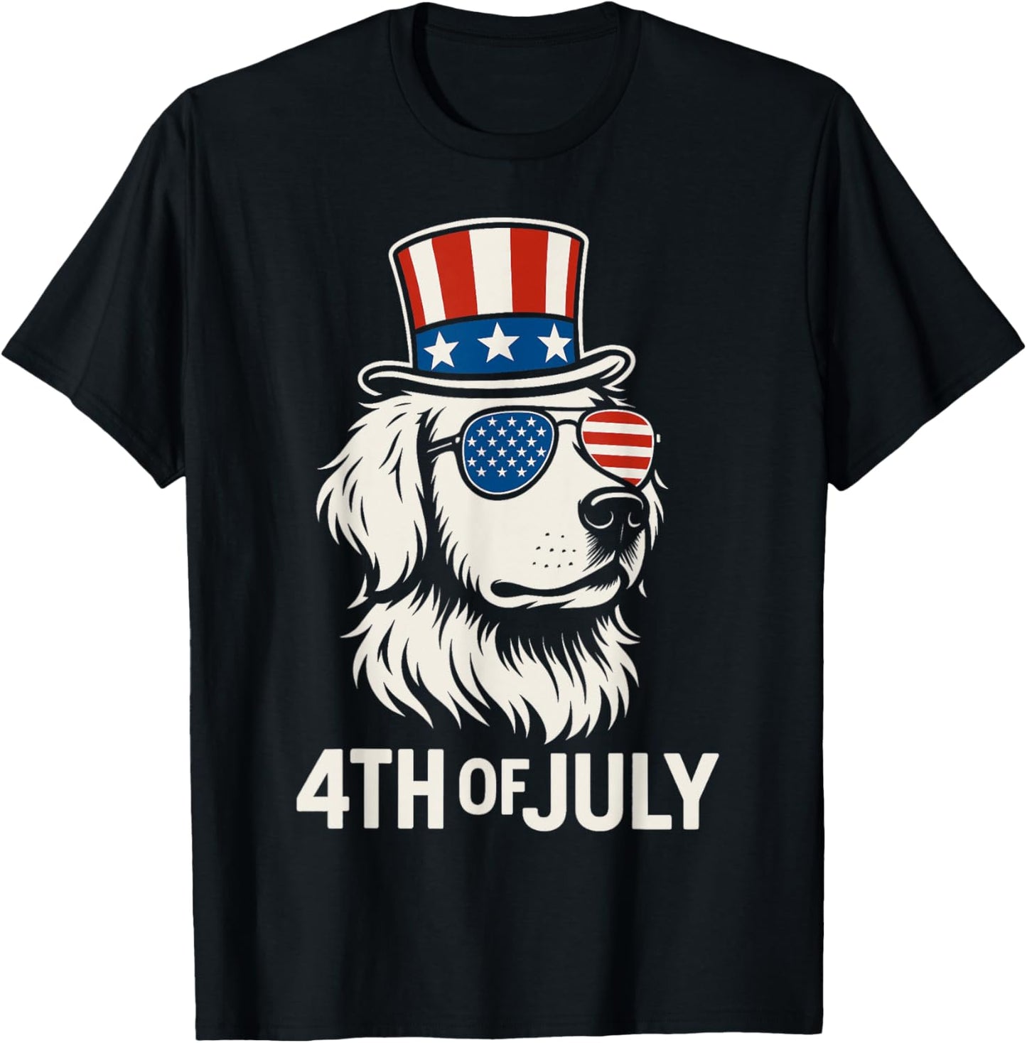 Patriotic Dog Wearing USA Hat Funny 4th of July T-Shirt
