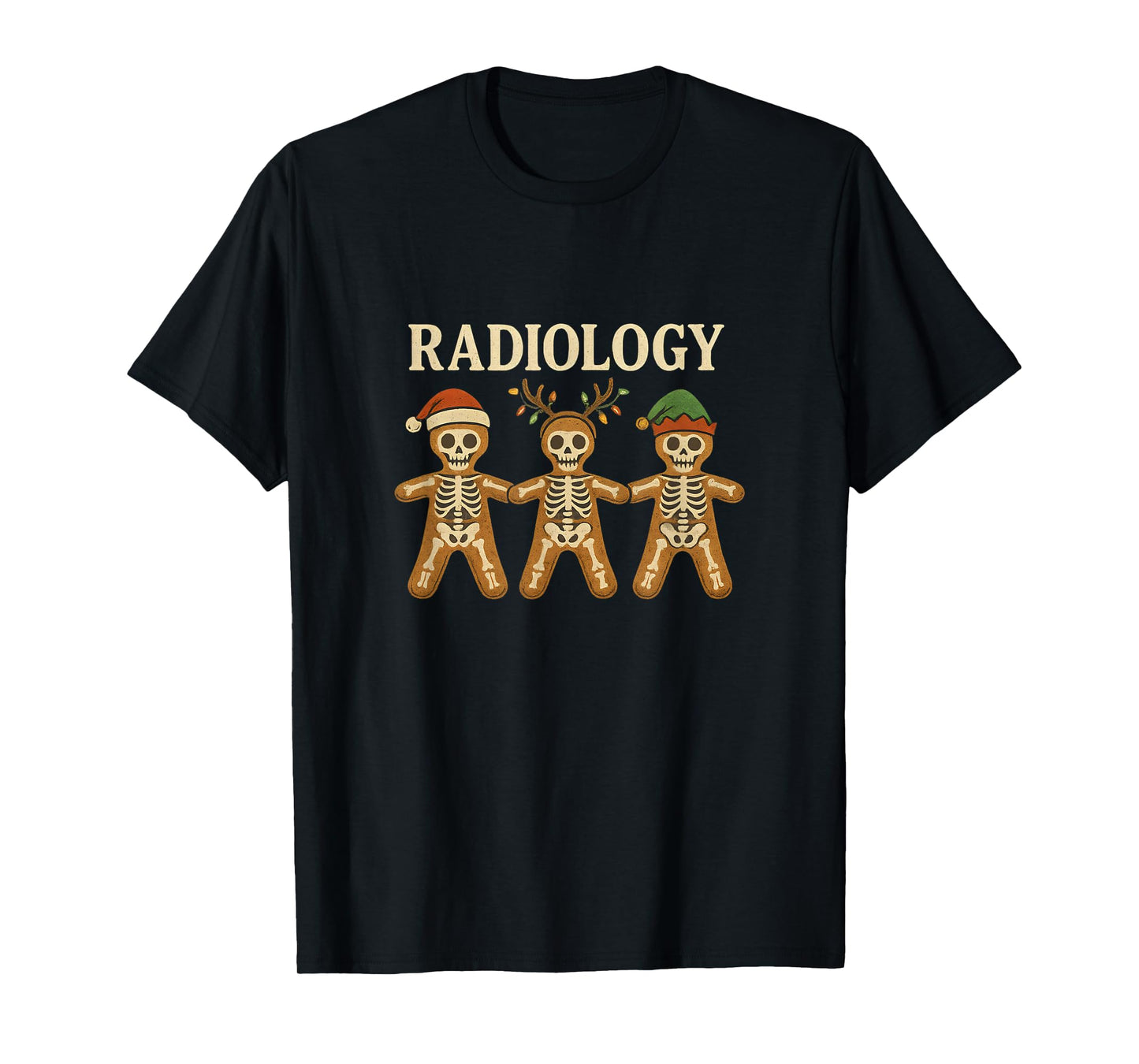 Skeleton Gingerbread Radiology Christmas Holiday Xray Tech T-Shirt