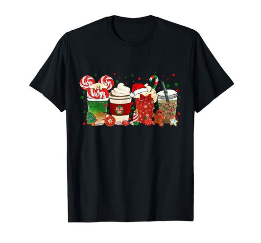 Christmas Coffee Santa Hat Gingerbread Xmas Shirt Boys Girls T-Shirt