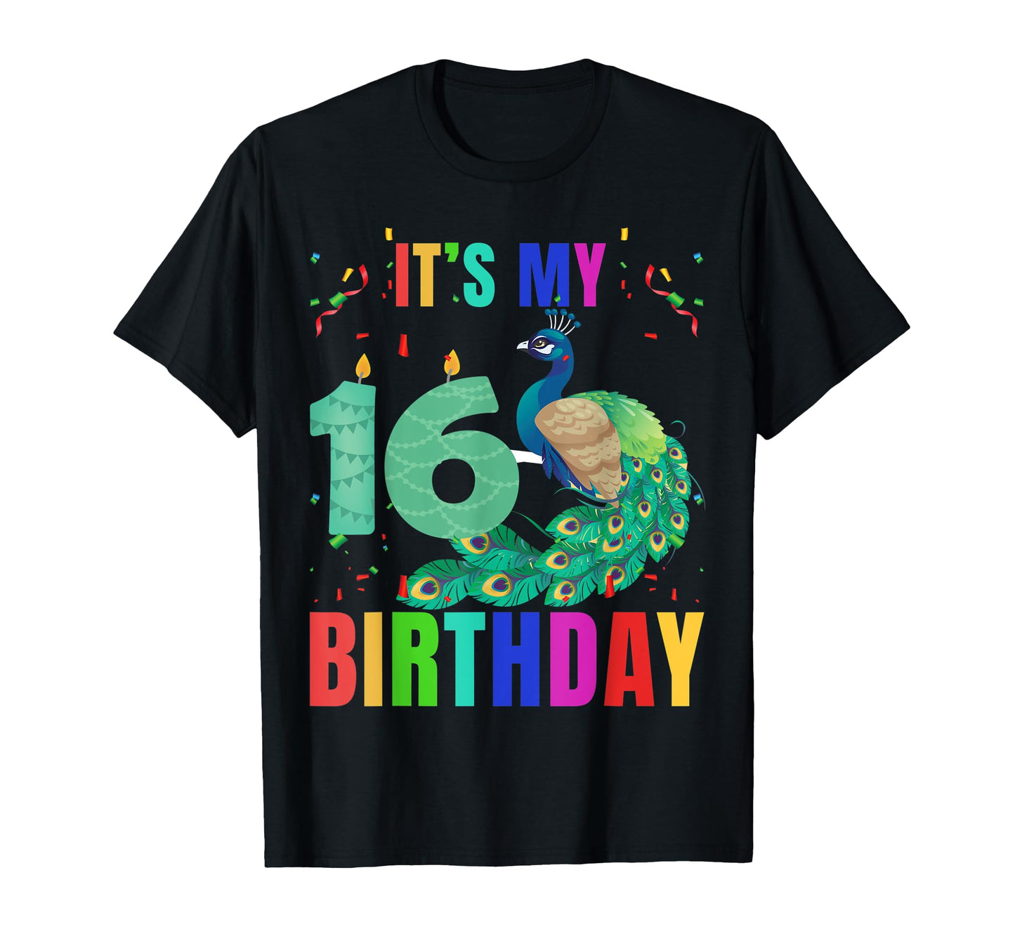 Peacock 16th Birthday Funny Cute Birds Animal Lover Graphic T-Shirt