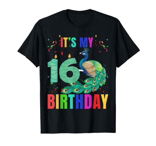 Peacock 16th Birthday Funny Cute Birds Animal Lover Graphic T-Shirt