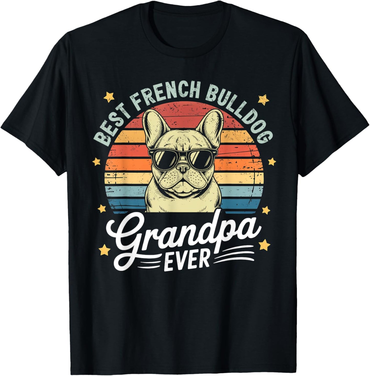 Best French Bulldog Grandpa Ever Vintage Farthers Day T-Shirt