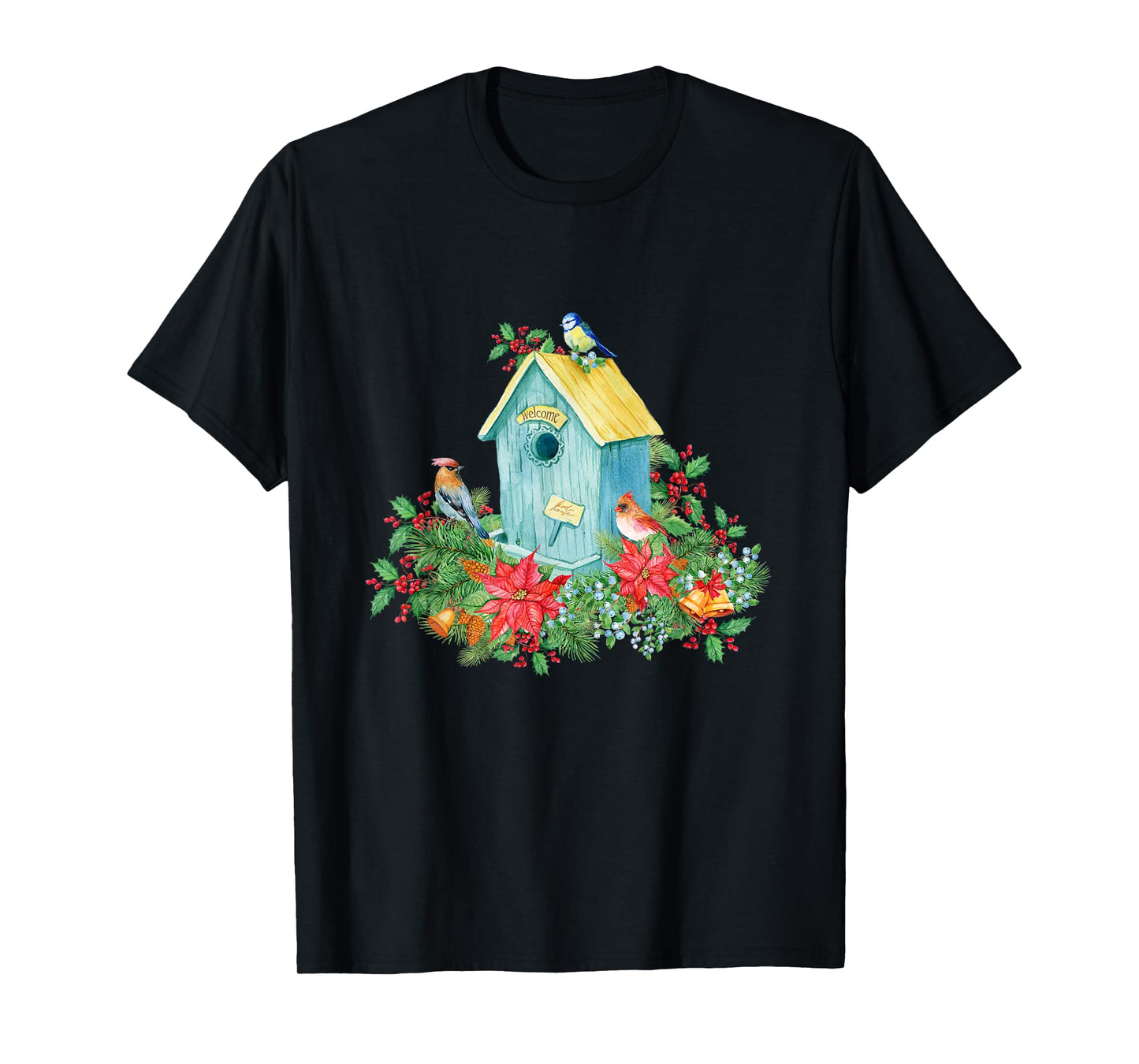 Watercolor Birdhouse Flowers and Animal Lovers T-Shirt