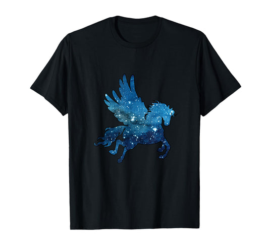 Pegasus Unicorn Alicorn Watercolor Space Funny Gift T-Shirt