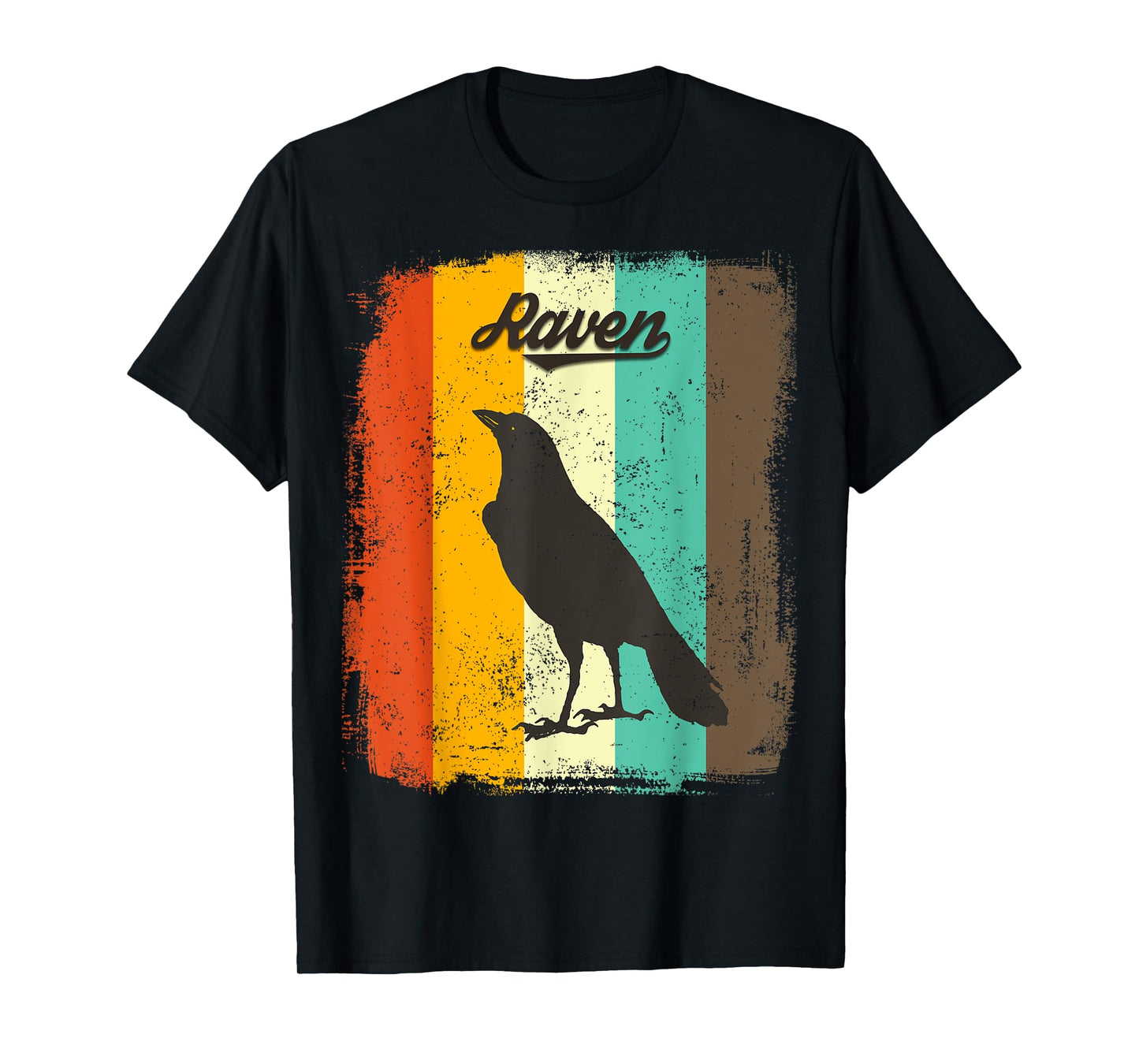 Raven Retro 70s Vintage Bird Lover Art T-Shirt