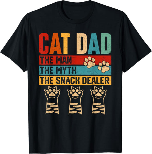 Vintage Cat Dad The Man Myth Snack Dealer Funny Fathers Day T-Shirt