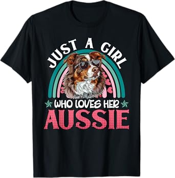 AUSSIE JUST A GIRL WHO LOVES HER AUSSIE Vintage Dog Mom T-Shirt