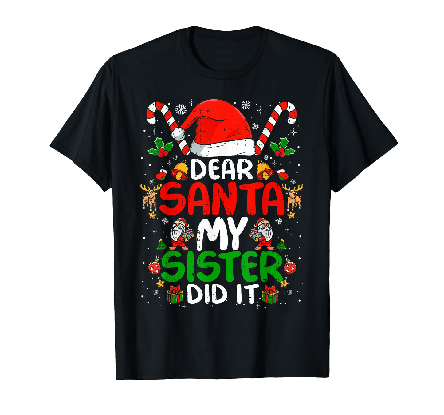 Dear Santa My Sister Did It Funny Christmas Boys Girls Kids T-Shirt
