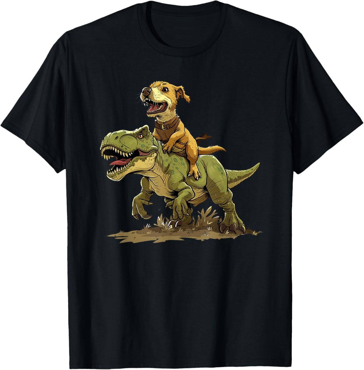 Funny Dog Riding A Dinosaur - Doggosaur - Dinosaur Dog Men Women Girls Kids T-Shirt