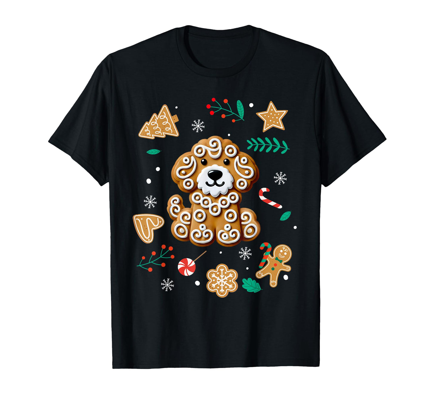 Xmas Dog Gingerbread Goldendoodle Golden Doodle Christmas T-Shirt
