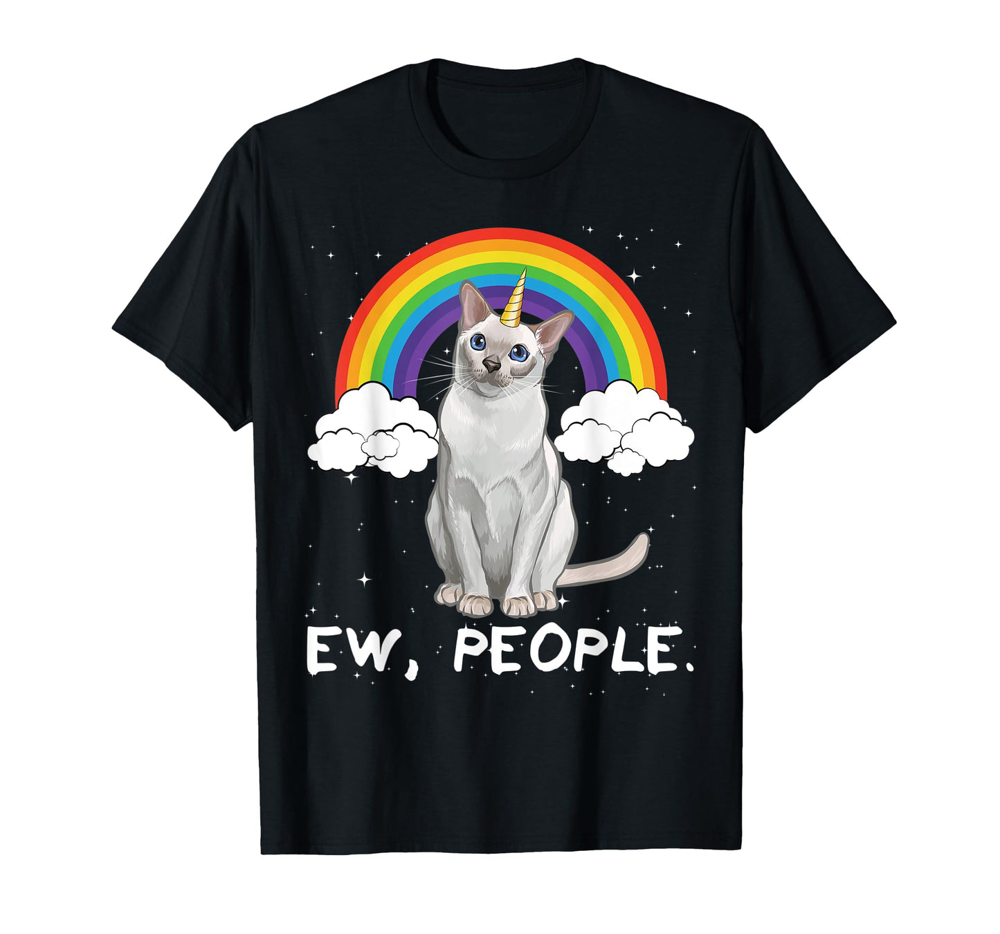 Rainbow Tonkinese Ew People Unicorn Cat T-Shirt for Men Women Kids