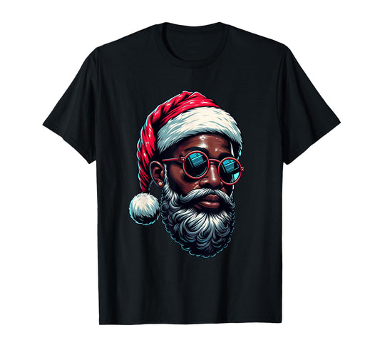 African American Christmas Pajama Xmas Afro Santa Claus PJ T-Shirt