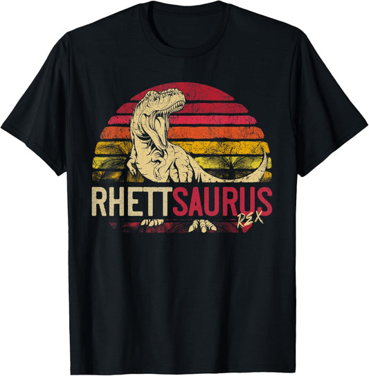 Rhett Saurus Funny Personalized Dinosaur T Rex Name Boy Gift T-Shirt