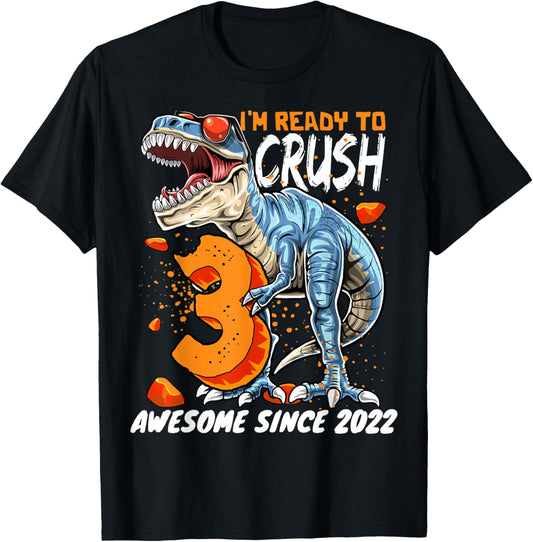 3rd Birthday T Rex Dinosaur Party Boys Rawr I'm 3 T-Shirt