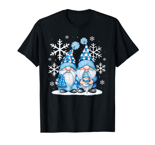 Funny Snowman Gnomies With Snowflakes Cute Gnome Christmas T-Shirt