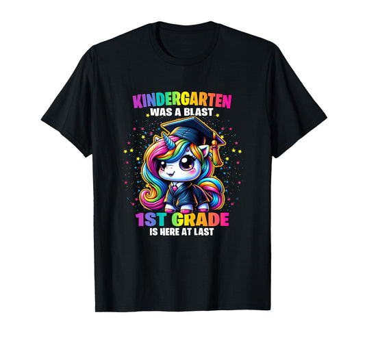 Graduation Kindergarten Was a Blast Unicorn Girls Grad T-Shirt