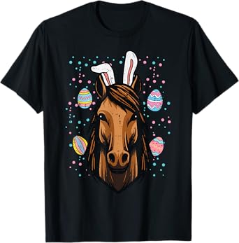 Easter Horse Bunny Ears Equestrian Farm Women Girls Kids Men T-Shirt