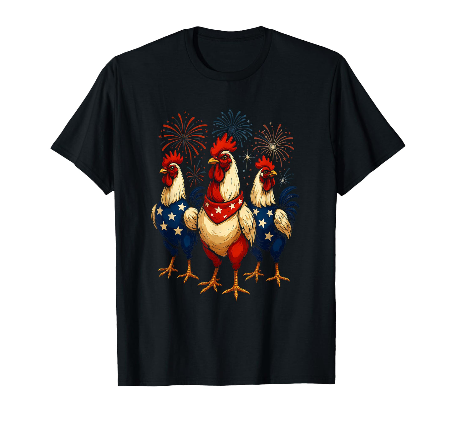 Funny Patriotic Chickens USA Flag 4th of July Chicken Lover T-Shirt
