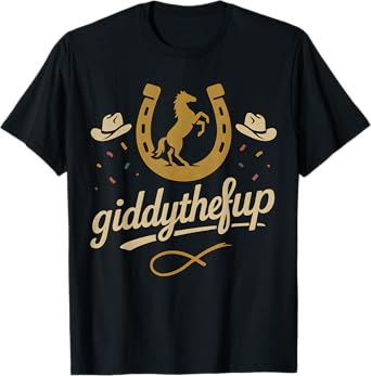 Funny Horse Racing Retro Derby Horse and Rodeo Cowboy T-Shirt