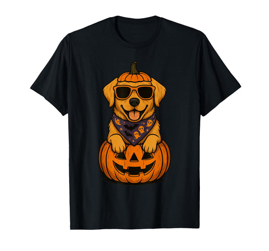 Spooky Yellow Labrador Retriever Pumpkin Halloween Dog Lover T-Shirt