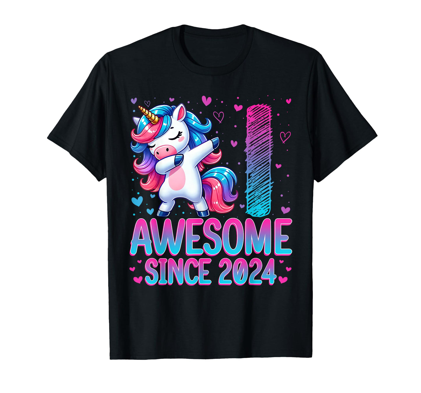 Awesome Since 2024 Unicorn 1st Birthday 1 Years Old Girl T-Shirt