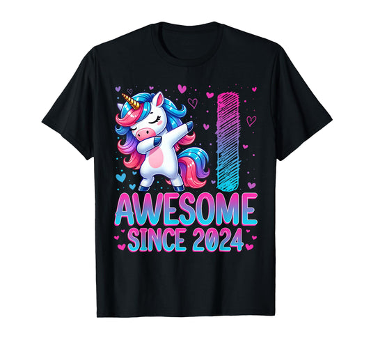 Awesome Since 2024 Unicorn 1st Birthday 1 Years Old Girl T-Shirt