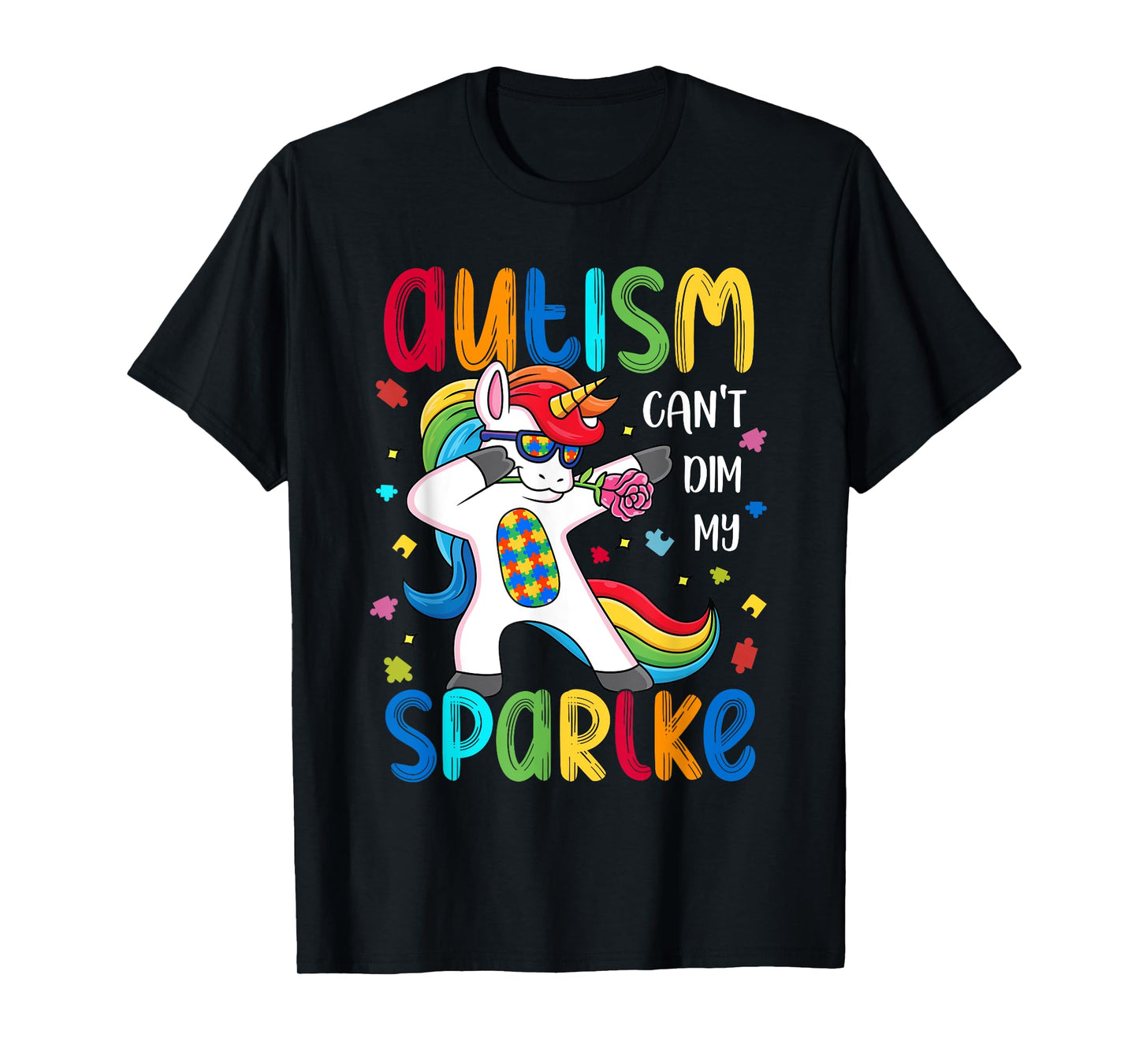 Unicorn Autism Awareness Funny Autism Can't Dim My Sparkle T-Shirt
