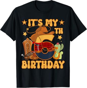 It's My 6th Birthday Cowboy Rodeo Horse 6 Year Old Bday Boy T-Shirt