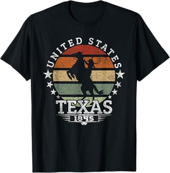Texas 1845 Vintage horse silhouette Cowboy and Rodeo Fan T-Shirt