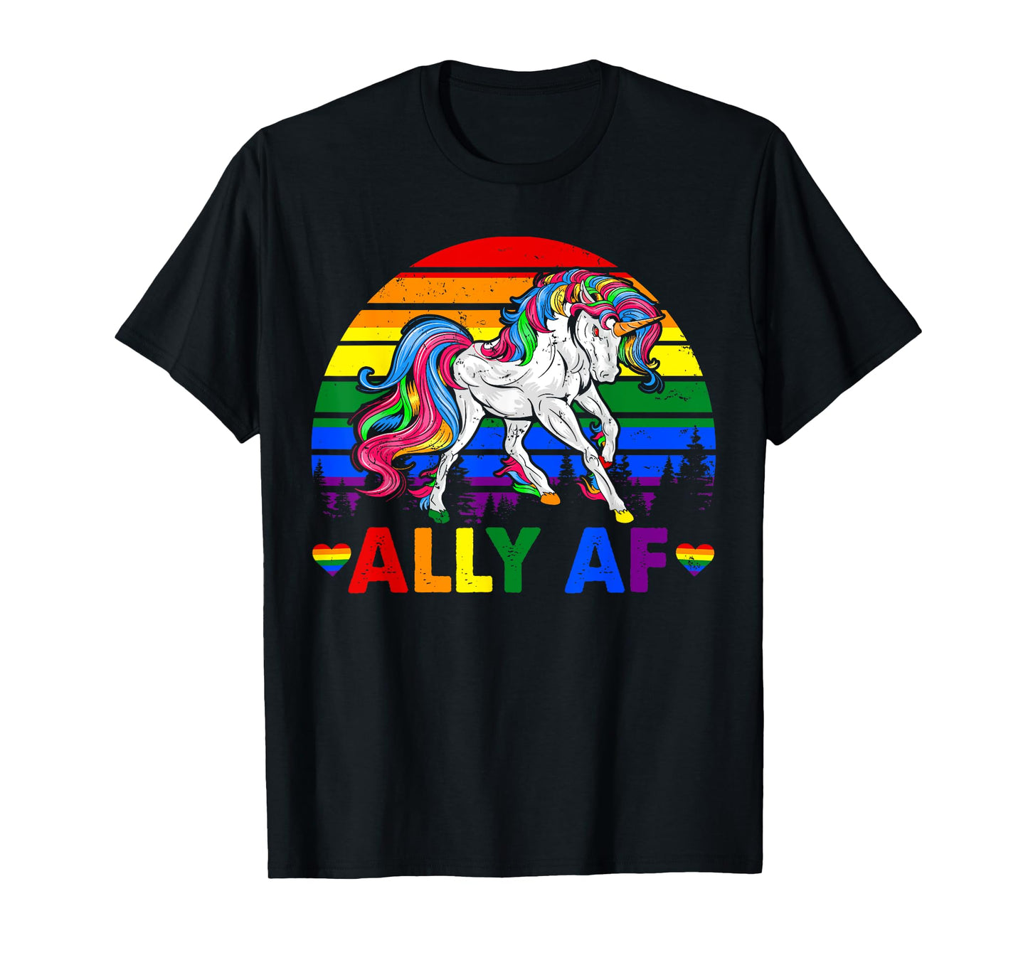 Ally AF Pride LGBT Flag Unicorn Lover Matching Lesbian Gay T-Shirt