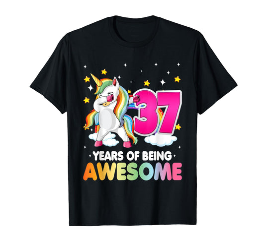 37th Birthday Dabbing Unicorn Party Gift | 37 Years Old T-Shirt