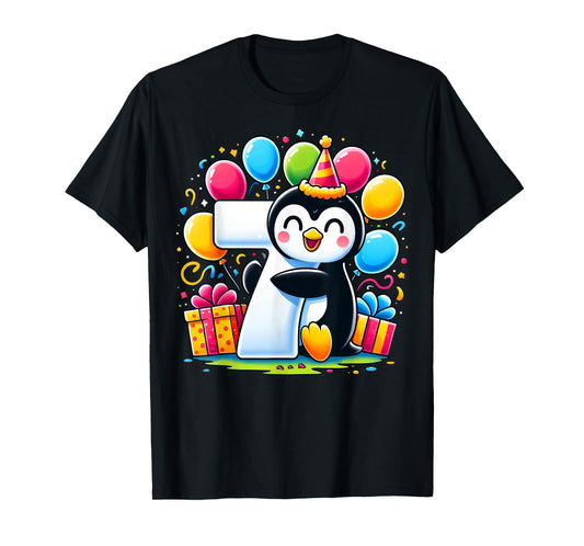 Kids Penguin Theme seventh Bday Party 7th Penguin Birthday T-Shirt