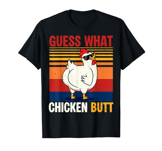 Guess What Chicken Butt Funny Chicken Meme Vintage T-Shirt